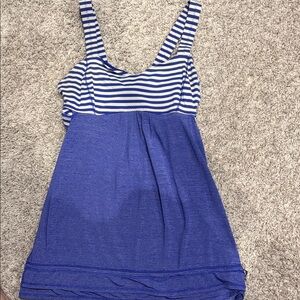 Vintage Lululemon Blue and White Striped Sleeveless Tank Size 6